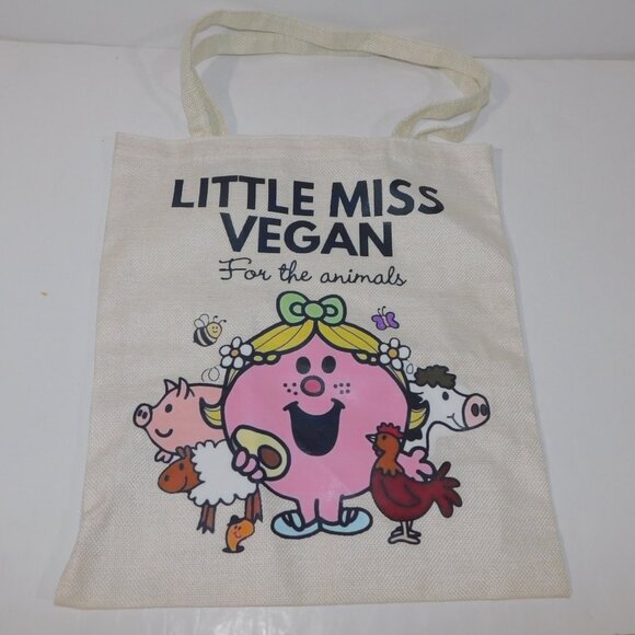 Little Miss Vegan For the Animals Graphic Tote Bag 13" x 14.5" - Picture 4 of 4